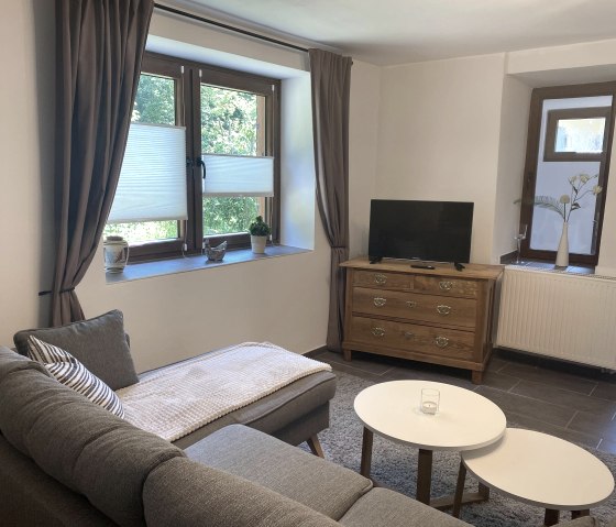 Wohnzimmer mit TV, © Ferienwohnung im Brohlbachtal Wohnzimmer mit TV, © Ferienwohnung im Brohlbachtal