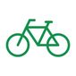 Das Logo zeigt einen grünen Hintergrund. In der befindet sich ein grünes Fahrrad.